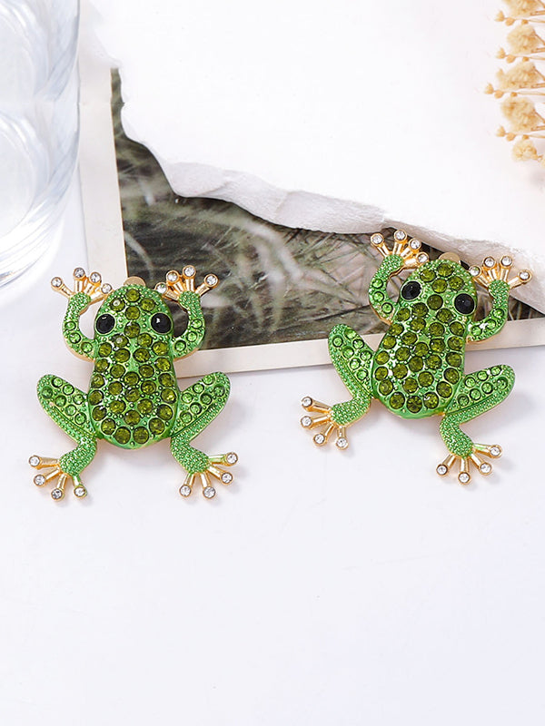 Boucles d'oreilles brillantes en forme d'animal, à strass