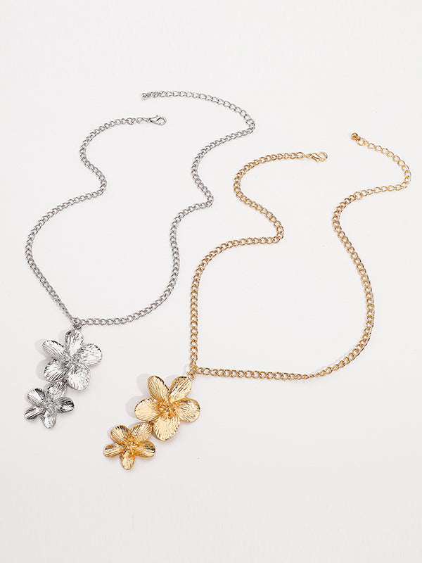Parure collier et bague en forme de fleur