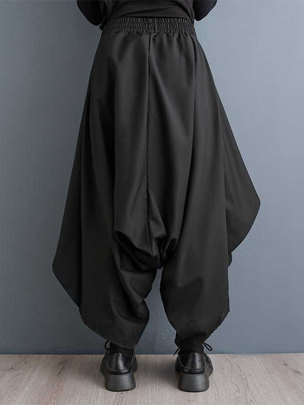 Jupe-culotte de couleur unie, ample, asymétrique, élastique, superposée, taille haute