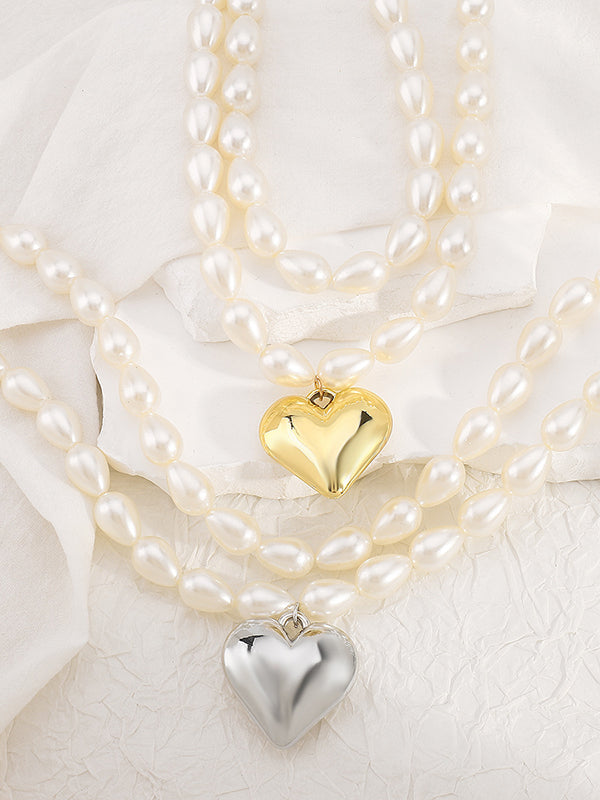 Collier à double rang, en forme de cœur