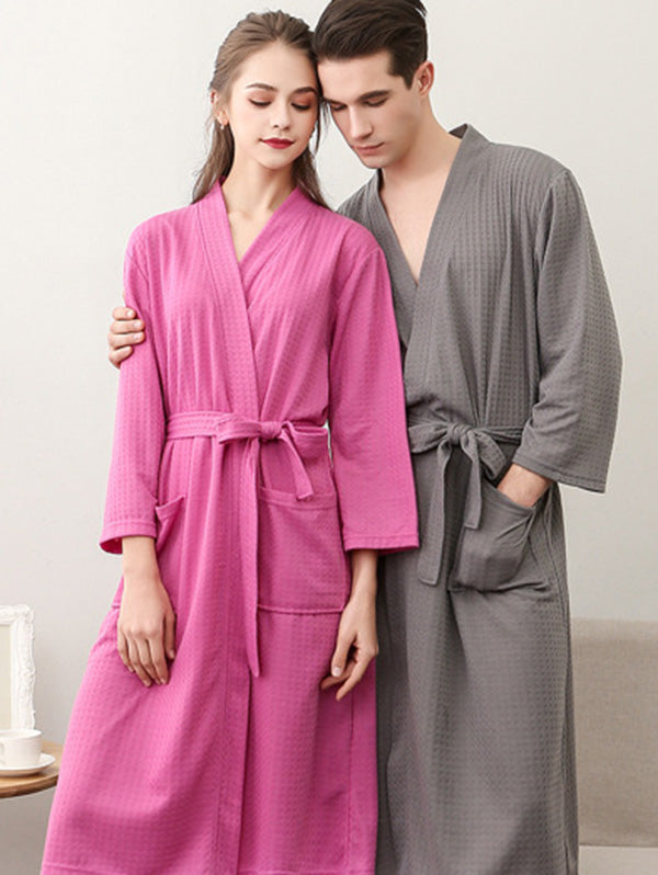 Robe de pyjama fine à bandage solide et confortable