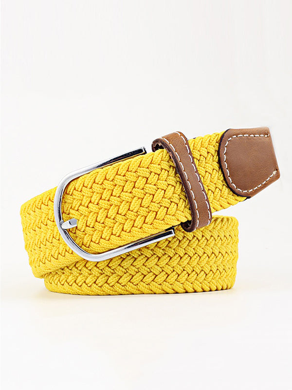 Ceinture tissée de couleurs contrastées simples, 20 couleurs