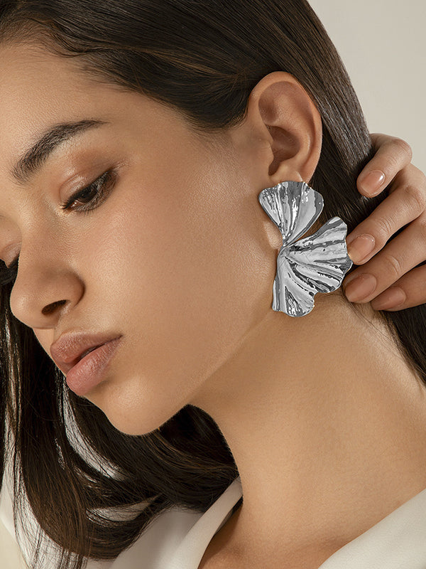 Boucles d'oreilles géométriques plissées couleur unie