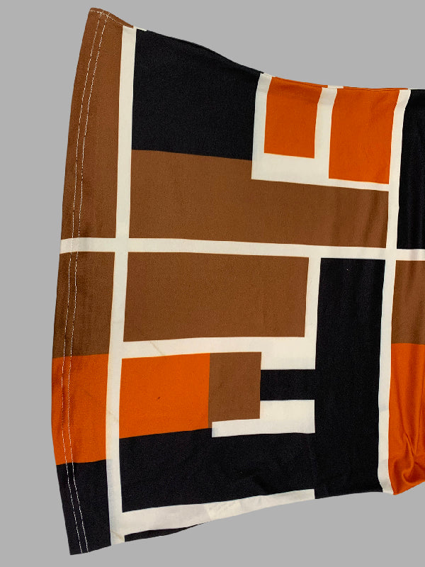 T-shirt géométrique imprimé à manches longues, coupe près du corps, à col haut