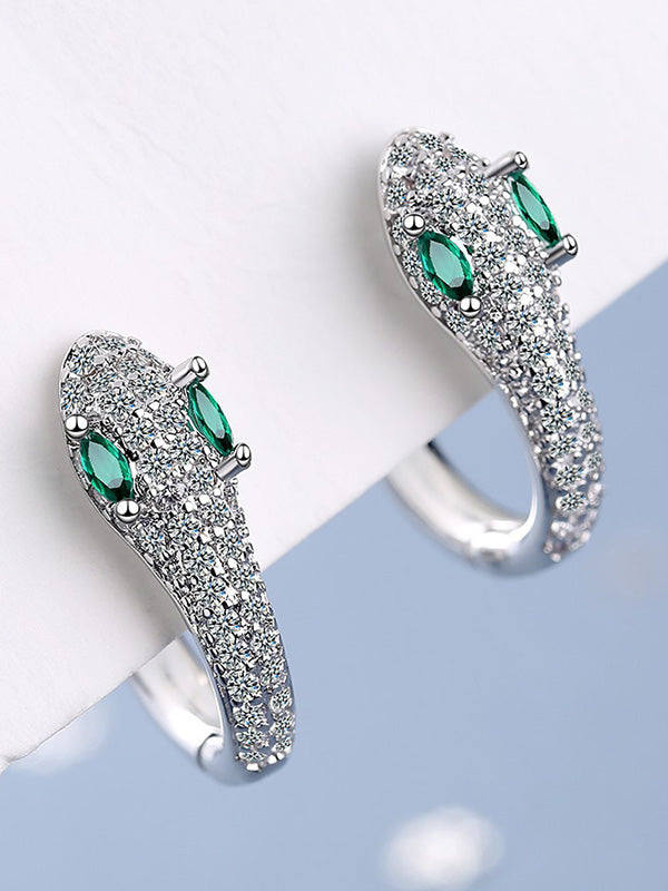 Boucles d'oreilles à strass, en forme de serpent