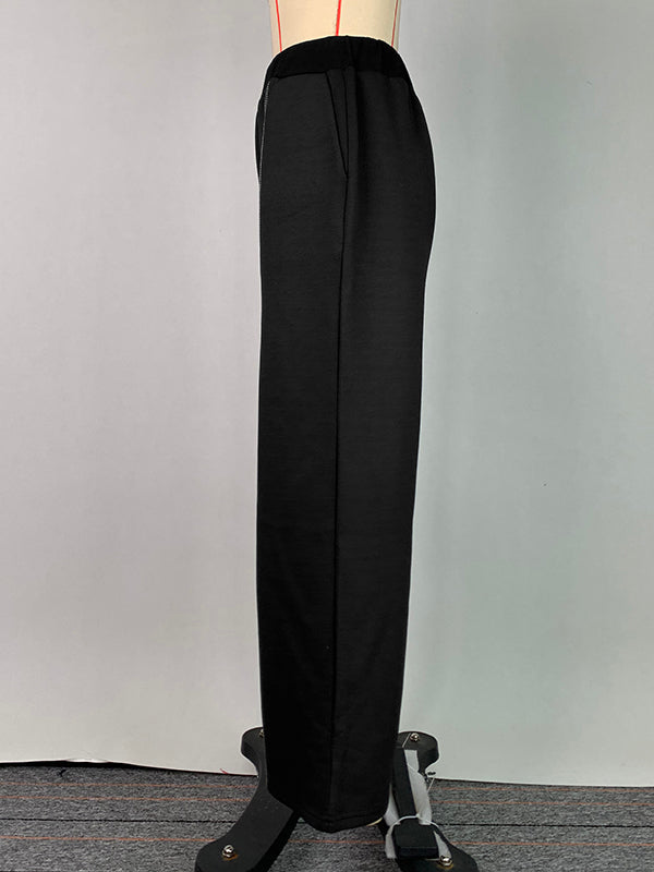 Pantalon ample taille haute, à empiècements
