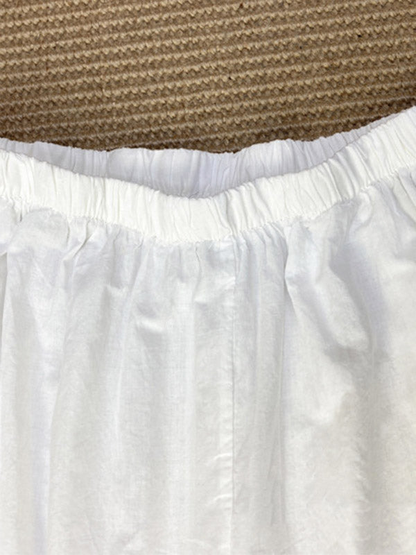 Pantalon évasé ample brodé vintage, taille haute, à jambes larges