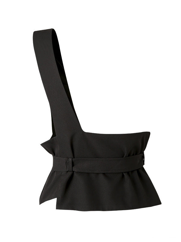 Gilet noir avec boucle de ceinture élégante