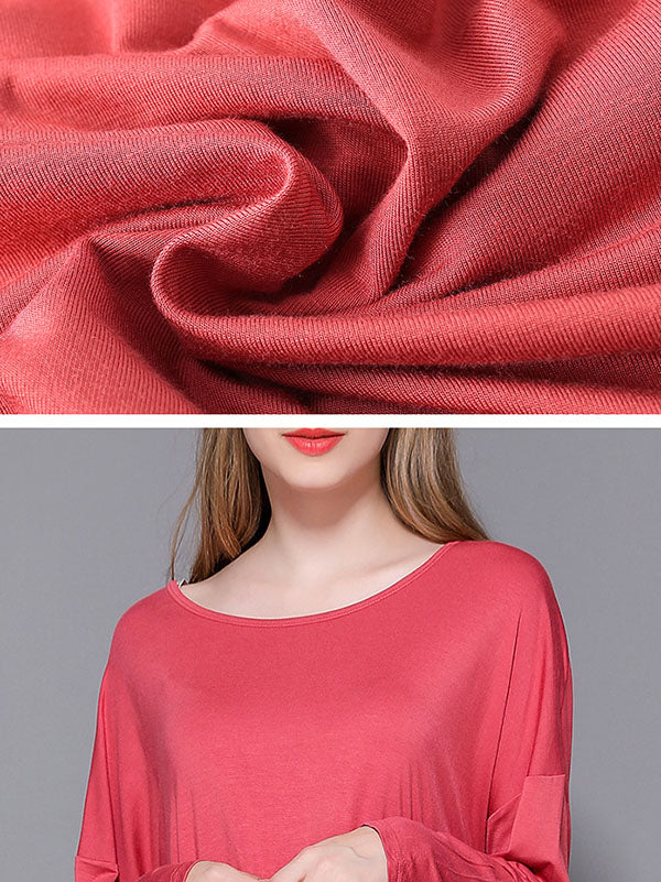 Robe de pyjama à manches longues en modal de couleur unie de grande taille