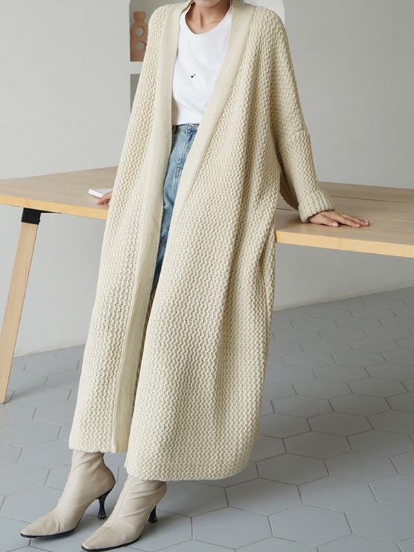 Cardigan en tricot à fil épais, ample, surdimensionné, couleur unie, urbain, manteaux