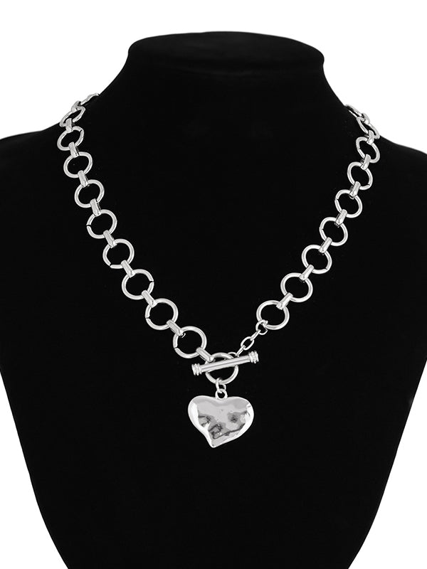 Collier géométrique normcore, à chaîne, en forme de cœur