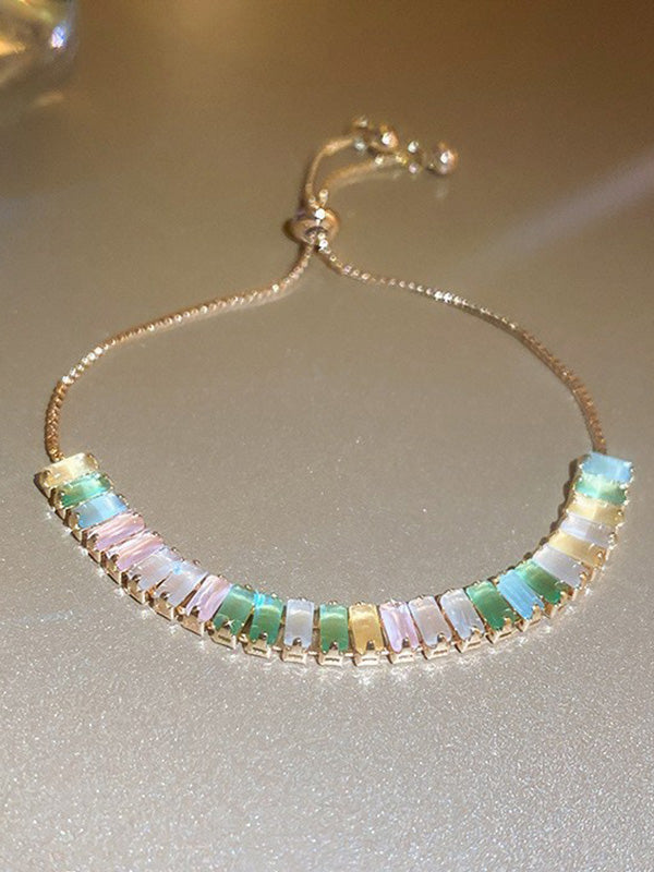 Bracelet réglable géométrique à strass, couleur contrastée