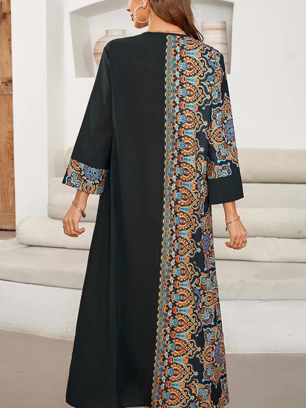Robe longue ample asymétrique imprimée
