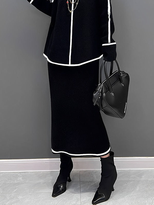 Jupe ample taille haute, couleur contrastée