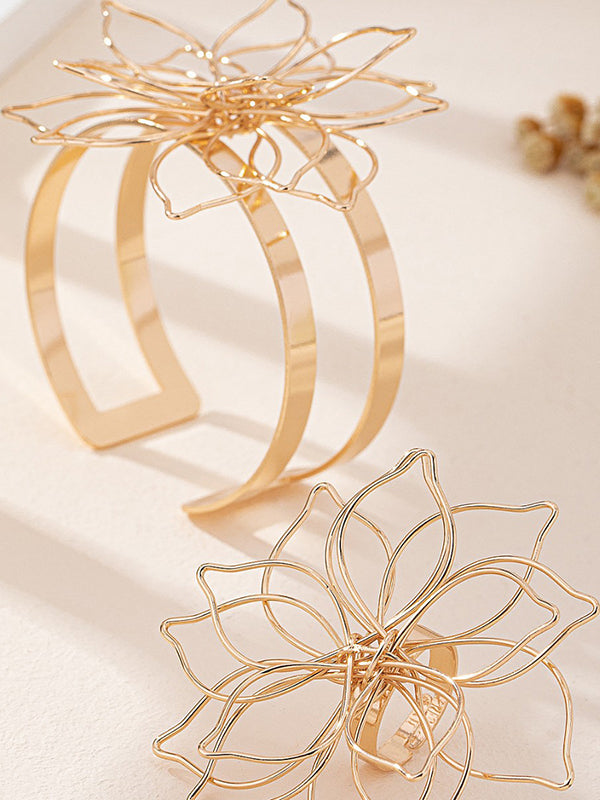 Parure bracelet et bague en forme de fleur