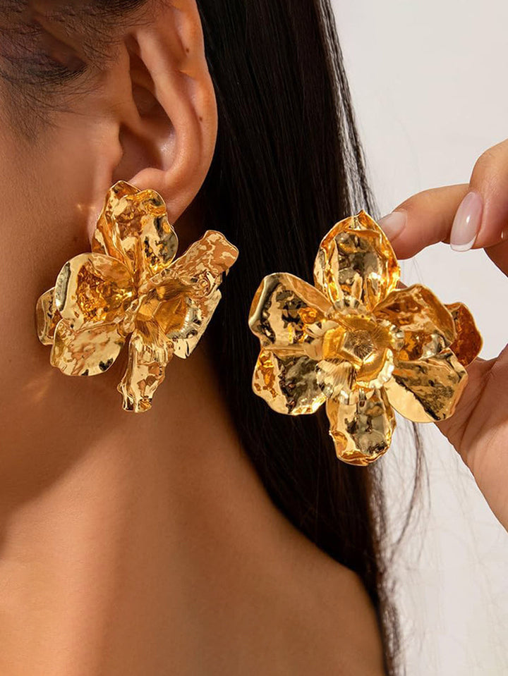 Boucles d'oreilles en forme de fleur, couleur unie