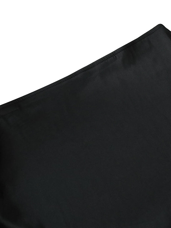 Jupe taille haute, à taille élastique, à empiècements, couleur unie