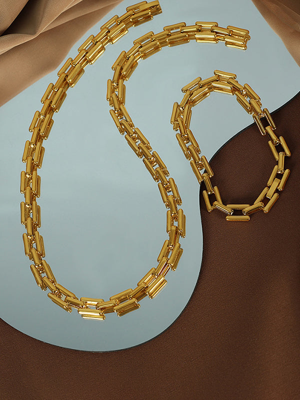 Parure bracelet et collier géométrique à chaîne