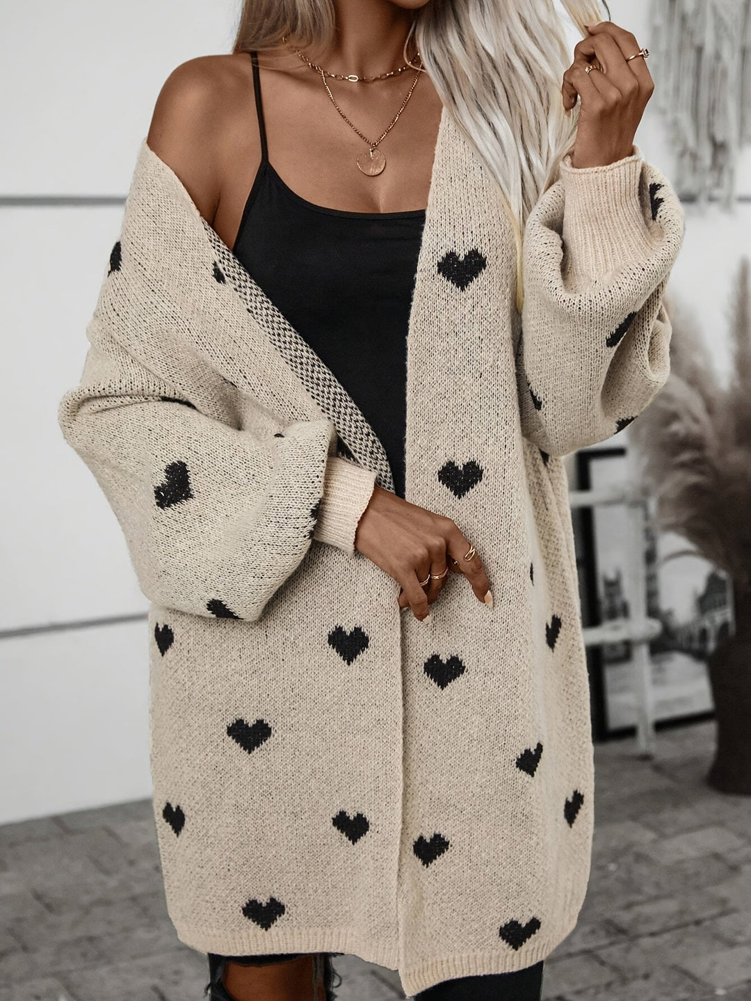 Cardigan pour femmes avec motif cœur | Manches longues