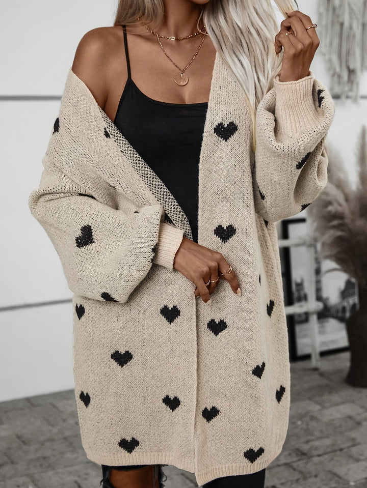 Cardigan pour femmes avec motif cœur | Manches longues