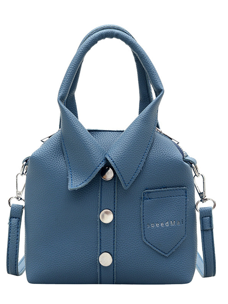 Sac à main bandoulière géométrique boutonné couleur unie