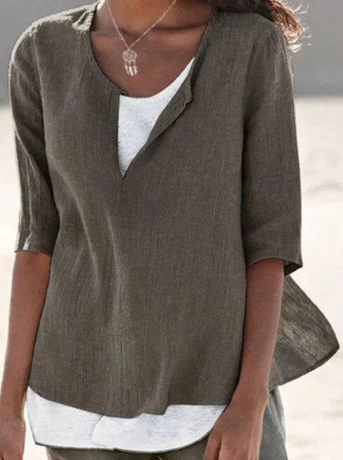 T-shirt femme à col en V