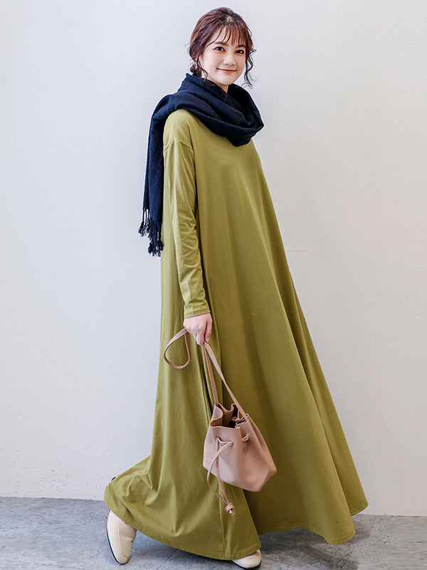 Robe décontractée ample à manches longues, simple, 6 couleurs, grande taille