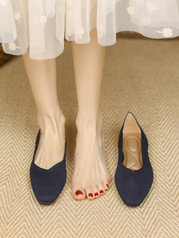 Chaussures à bout carré, couleur unie