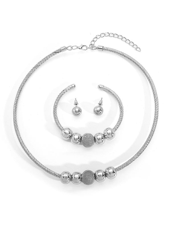 Ensemble trois pièces géométrique – collier + bracelet + boucles d'oreilles