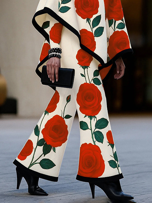 Pantalon ample décontracté à jambes larges, à imprimé floral