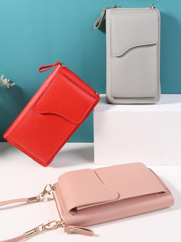 Sac à bandoulière simple en PU de couleur unie