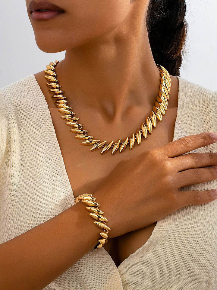 Parure bracelet et collier géométrique