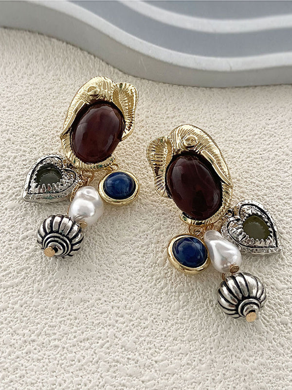 Boucles d'oreilles brillantes à coupe irrégulière, en forme d'animal, en forme de cœur