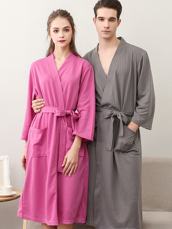 Robe de pyjama fine à bandage solide et confortable