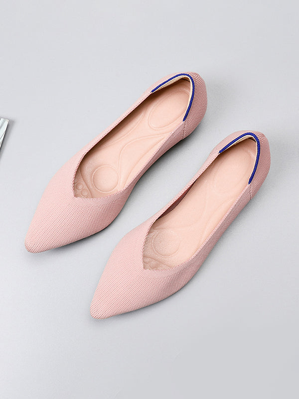 Chaussures plates à bout pointu, à découpe basse, à empiècements
