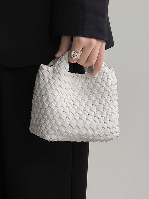 Sac à main tressé couleur unie