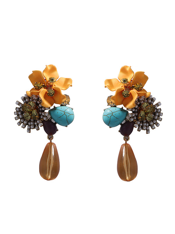 Boucles d'oreilles géométriques en forme de fleur, en forme de goutte