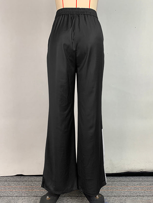 Pantalon ample taille haute, à imprimé floral