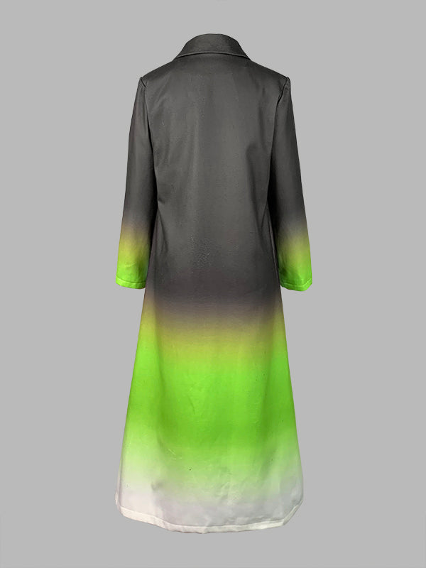 Veste ample boutonnée à manches longues, en dégradé, à poches, à empiècements, à col cranté