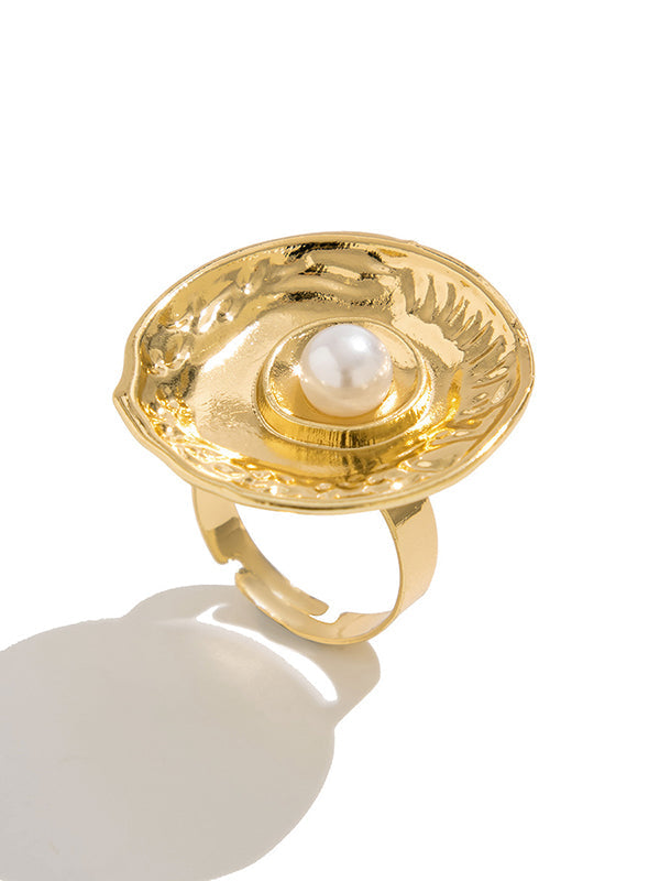 Bague géométrique plissée brillante