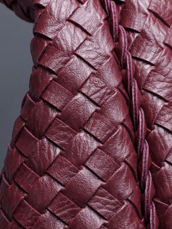 Sac à main géométrique tressé à empiècements, à fermeture éclair, couleur unie