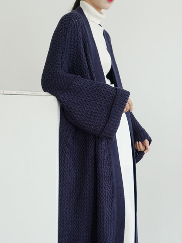 Cardigan en tricot à fil épais, ample, surdimensionné, couleur unie, urbain, manteaux
