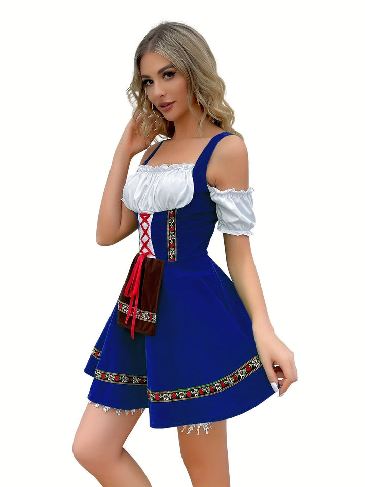 Robe Dirndl Bleue Sans Épaules pour Femmes Oktoberfest
