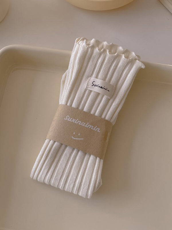 Chaussettes plissées en dentelle avec oreilles en bois
