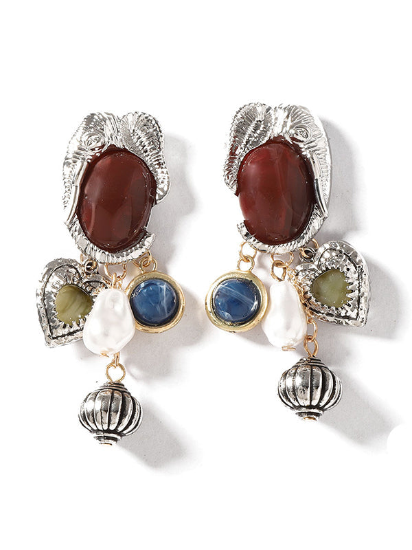 Boucles d'oreilles brillantes à coupe irrégulière, en forme d'animal, en forme de cœur