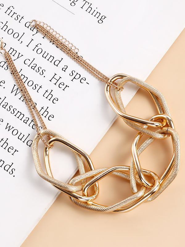 Collier géométrique à chaîne, couleur unie