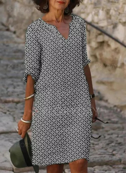 Hélène | Robe Midi Femme Schicker Leichter Fluss