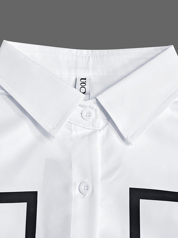 Robe chemise ample boutonnée rayée à manches mi-longues, à col revers