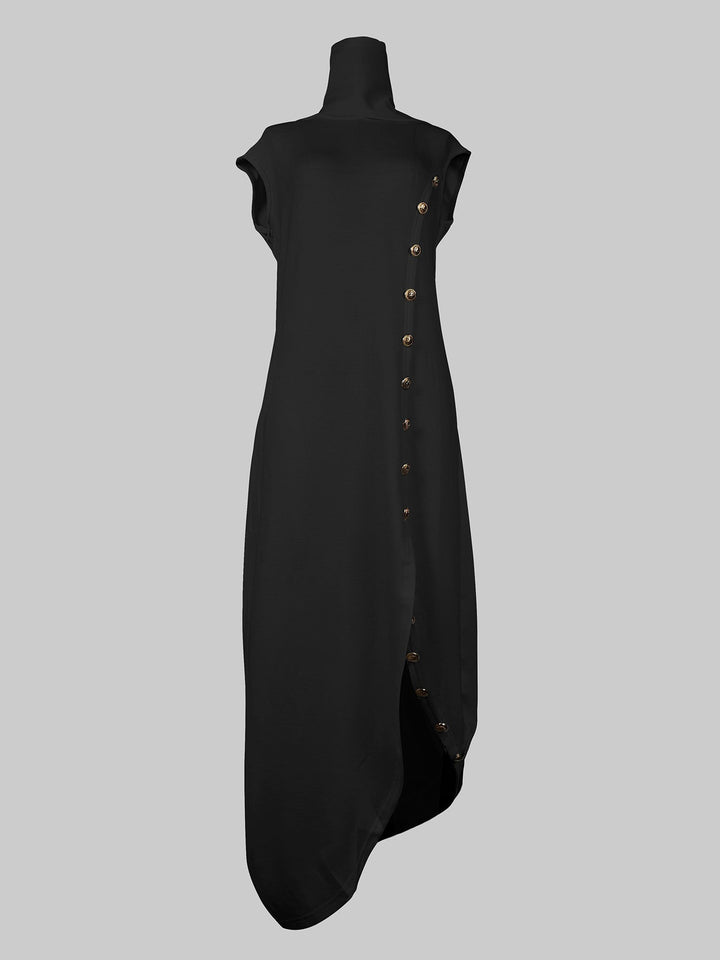 Robes longues amples sans manches, couleur unie, fendues sur le côté, col châle