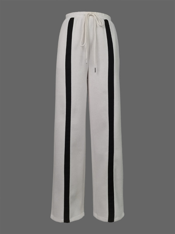 Pantalon ample rayé décontracté à cordon de serrage